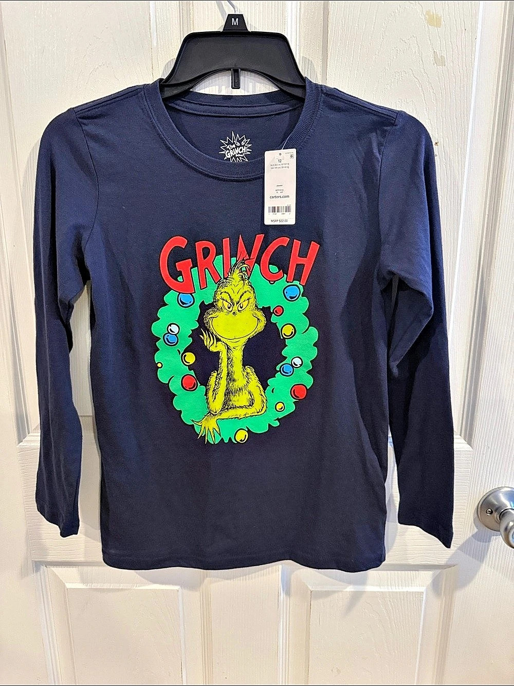 Carter's Kid The Grinch Long Sleeve Graphic Tee Dr Seuss Kids 12 NWT NEW